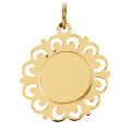 14K Yellow Gold 18mm Round Matka Boska Medal - (B15-955)