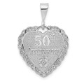 14K White Gold Polished Faceted Reversible 50th Anniversary Pendant - (A84-349)