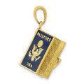 10K Yellow Gold Enamel 3-D Passport Pendant - (A88-728)