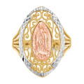 14K Yellow Gold Yellow & Rose Gold with Rhodium Filigree Guadalupe Ring - (B31-898)