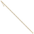 14K Two-tone Gold 2 Stands Spiga Mirror Beads W/ 1'' extension Anklet - Length 9'' inches - (C64-241)