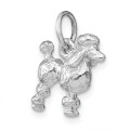 14K White Gold Solid 3-Dimensional Poodle Charm - (A84-675)