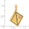 14K Yellow Gold Two tone 3-D Moveable Sweetheart Book Pendant - (A85-528)