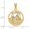 14K Yellow Gold St. Lucia Twin Pitons Charm Pendant - (A93-214)