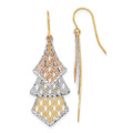 14k Tri-color Gold Diamond-cut Polished Filigree Dangle Earrings - (B42-758)