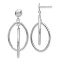 14K White Gold Double Oval Dangle Post Earrings - (B42-775)