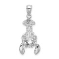 14K White Gold Moveable Lobster Charm Pendant - (A91-718)