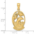 14K Yellow Gold Curacao With Dolphin & Sunset Charm Pendant - (A92-840)