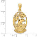 14K Yellow Gold St. Martin With Dolphin & Sunset Charm Pendant - (A93-365)