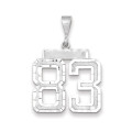 14k White Gold Large Diamond-cut Number 83 Charm Pendant - (A98-478)