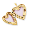 14K Yellow Gold 20mm Enamel Flowers Mom Heart Locket 24x20mm - (A99-300)