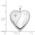 14K Yellow Gold 20mm White Gold Polished Satin with Diamond Heart Locket 25x20mm - (A99-378)