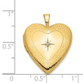14K Yellow Gold 20mm Side Swirls with Diamond Heart Locket 25x20mm - (A99-471)