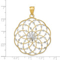 14K Yellow Gold Rhodium Diamond-cut Sphere Pendant 50mm length - (A87-129)