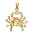 14K Yellow Gold Large Cancer Zodiac Charm Pendant - (A89-968)