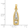 14k Yellow Gold and White Rhodium 3-D Wave Runner With Moveable Seat Charm Pendant - (A93-835)