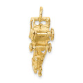 14K Yellow Gold Solid Polished 3-Dimensional Horse & Carriage Charm - (A86-904)