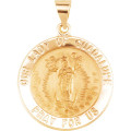 14K Yellow Gold 22mm Round Hollow Our Lady of Guadalupe Medal - (B15-408) 14K Yellow Gold 22mm Round Hollow Our Lady of Guadalupe Medal - (B15-408)
