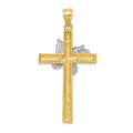 14K Two-tone Gold Cross with Butterfly Pendant - (A84-216)