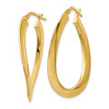 Leslie's 14K Yellow Gold Polished Twisted Oval Hoop Earrings 38mm length - (B37-272)