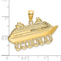 14K Yellow Gold 2-D St. Thomas CRUISE SHIP Charm Pendant - (A92-773)