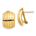 14K Yellow Gold Polished Ribbed Omega Back Post Earrings - 12mm width - (B42-327)