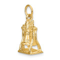 14K Yellow Gold Solid Polished 3-Dimensional Liberty Bell Charm - (A84-396)