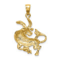 14K Yellow Gold Large Taurus Zodiac Charm Pendant - (A89-874)