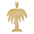 14K Yellow Gold Large Charleston Palm Tree Charm Pendant - (A91-854)