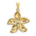 14K Yellow Gold Beaded Starfish Charm Pendant - (A93-169)