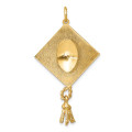 14K Yellow Gold Graduation Cap with Freshwater Cultured Pearl Charm - (A98-727)