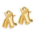 14K Yellow Gold Polished X Omega Back Post Earrings - (B36-797)