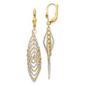14K Two-tone Gold Polished and Diamond-cut Dangle Leverback Earrings - (B42-312)