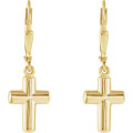 14K Yellow Gold 12x9mm Cross Lever Back Earrings- Pair - (B44-833)