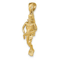 14K Yellow Gold 3-D Scuba Diver Charm Pendant - (A92-233)