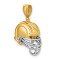 14K Yellow Gold Two-tone with 3-D Football Helmet Charm Pendant - (A93-864)