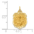 14K Yellow Gold Solid Satin Finish Small St. Michael Badge Medal - (B14-446)