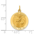 14K Yellow Gold Solid Satin Finish Medium Round St. Gerard Medal - (B14-610)