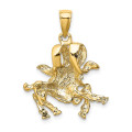 14K Yellow Gold Large Aries Zodiac Charm Pendant - (A90-419)