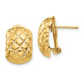 14K Yellow Gold Polished Quilted Omega Back Post Earrings - (B44-467)