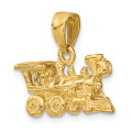 14K Yellow Gold 3-D Locomotive Charm Pendant - (A84-240)