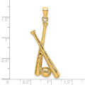 14K Yellow Gold 2-D Baseball Bats & Ball Charm Pendant - (A93-586)