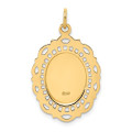 14K Yellow Gold Solid Satin Finish Medium Fancy Pierced Oval Saint Christopher Medal - (B14-703)