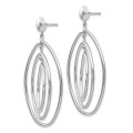 14K White Gold Oval Circle Dangle Post Earrings - (B42-684)