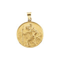 18K Yellow Gold 13mm Saint Christopher Medal - (B16-109)
