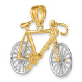 14K Yellow Gold Large Two-tone 3-D Bicycle Pendant - (A82-946)