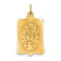 14K Yellow Gold Solid Satin Finish Large Rectangle Framed Miraculous Medal - (B14-717)