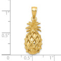 14K Yellow Gold 3-D Cutout Pineapple Pendant - (A82-990)
