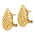 14K Yellow Gold Polished Diagonal Teardrop Omega Back Post Earrings - (B36-788)