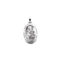 14K White Gold 29x20mm Hollow Oval Saint Christopher Medal - (B15-160)